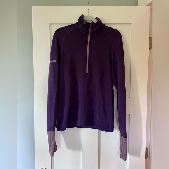 lululemon athletica Jackets & Blazers - Lululemon Wet Dry Warm 1/2 Zip Pull Over Size 10